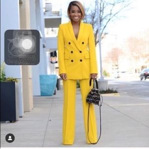 Zara yellow double breasted blazer